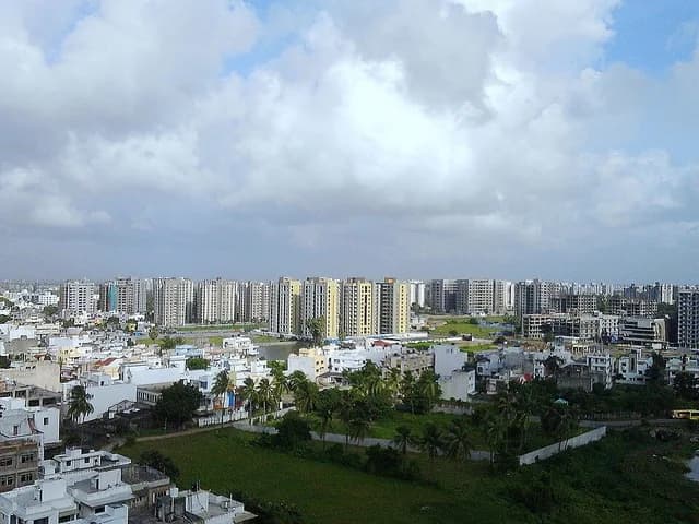 Buildings and streets in Surat's Althan area