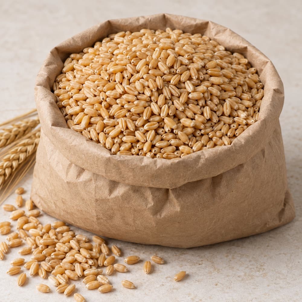 Golden wheat grains harvested for food
