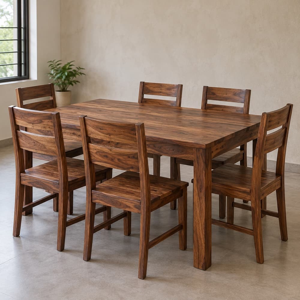 Solid wood dining table and chairs