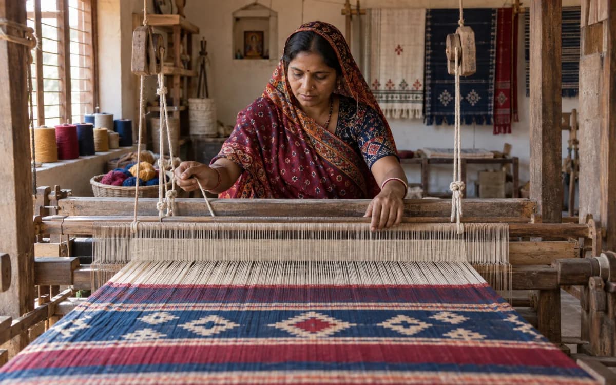 Editorial image representing craft traditions in Gujarat
