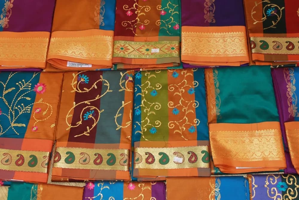 Colourful silk sarees on display